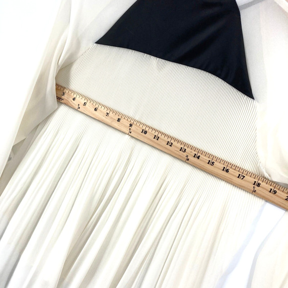 Kenneth Cole Blouse Top Womens Petite Small White Chiffon Drawstring V Neck - Picture 12 of 15